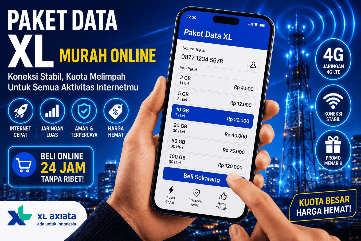 Paket Data XL Murah Online 2026 dengan berbagai pilihan kuota internet cepat dan harga terbaik.