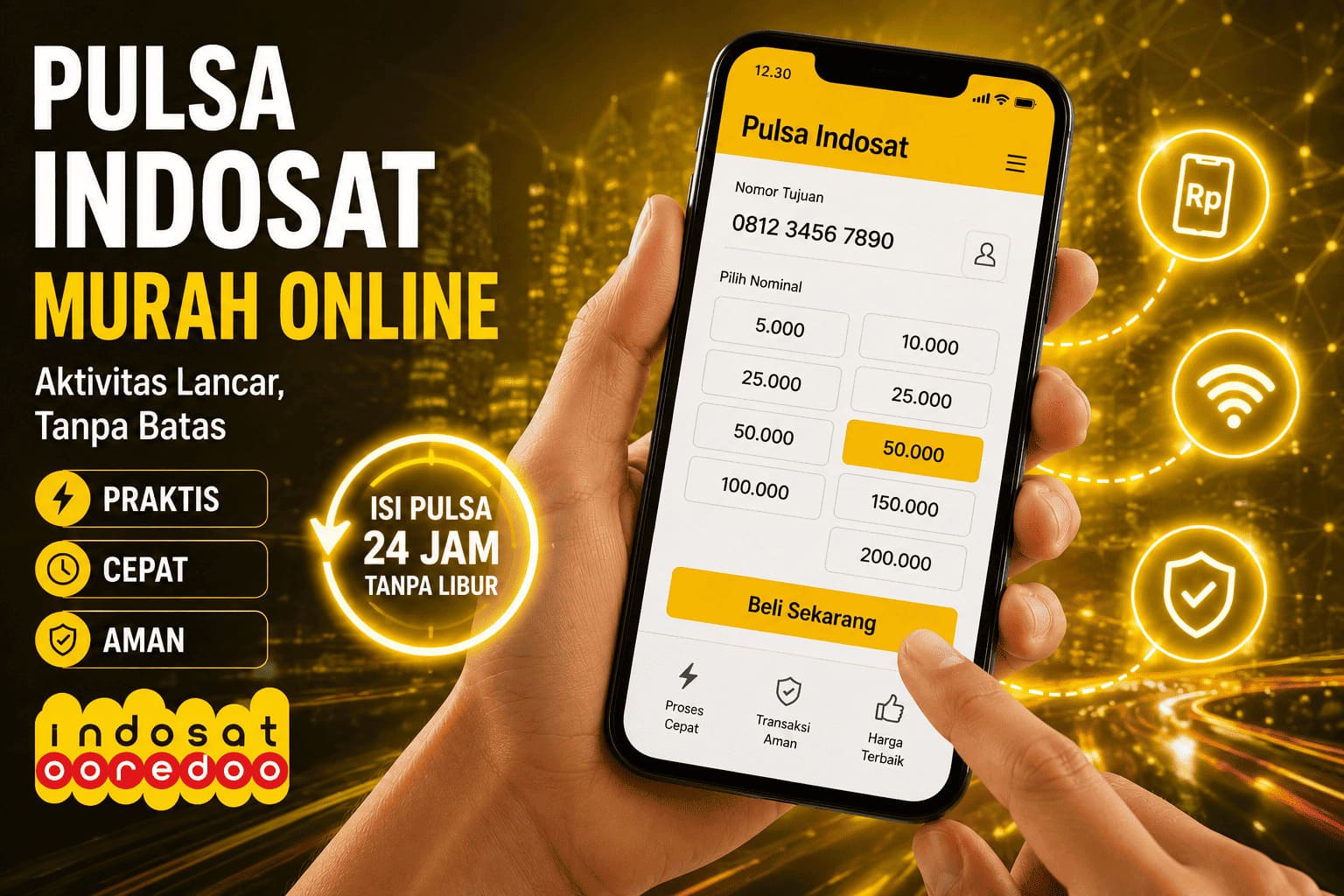 Pulsa Indosat murah online dengan proses transaksi cepat, aman, dan tersedia 24 jam melalui MarketpediaVoucher.