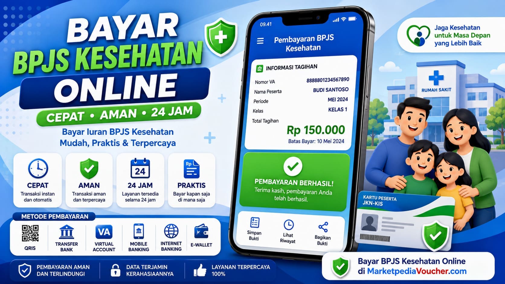 Bayar BPJS Kesehatan online dengan proses cepat, aman, dan tersedia 24 jam melalui MarketpediaVoucher