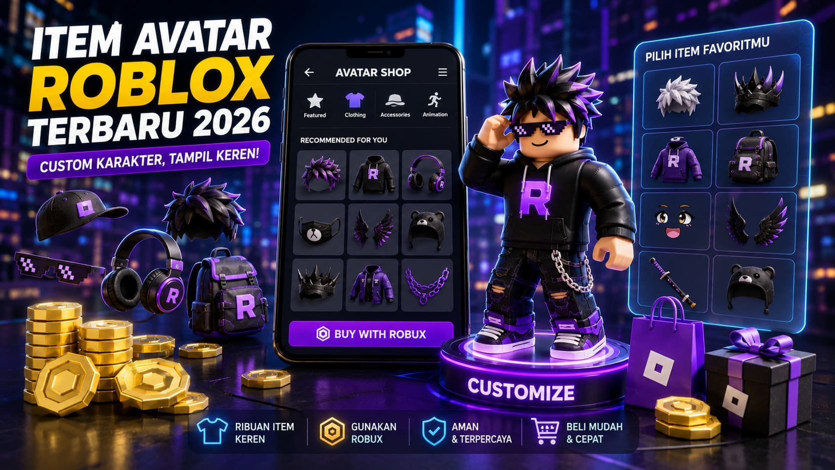 Item Avatar Roblox terbaru 2026 untuk skin outfit dan aksesoris karakter
