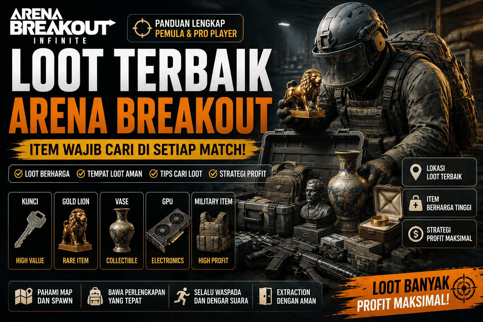 Cara mendapatkan item langka Arena Breakout dengan strategi loot, farming rare item, dan ekstraksi aman
