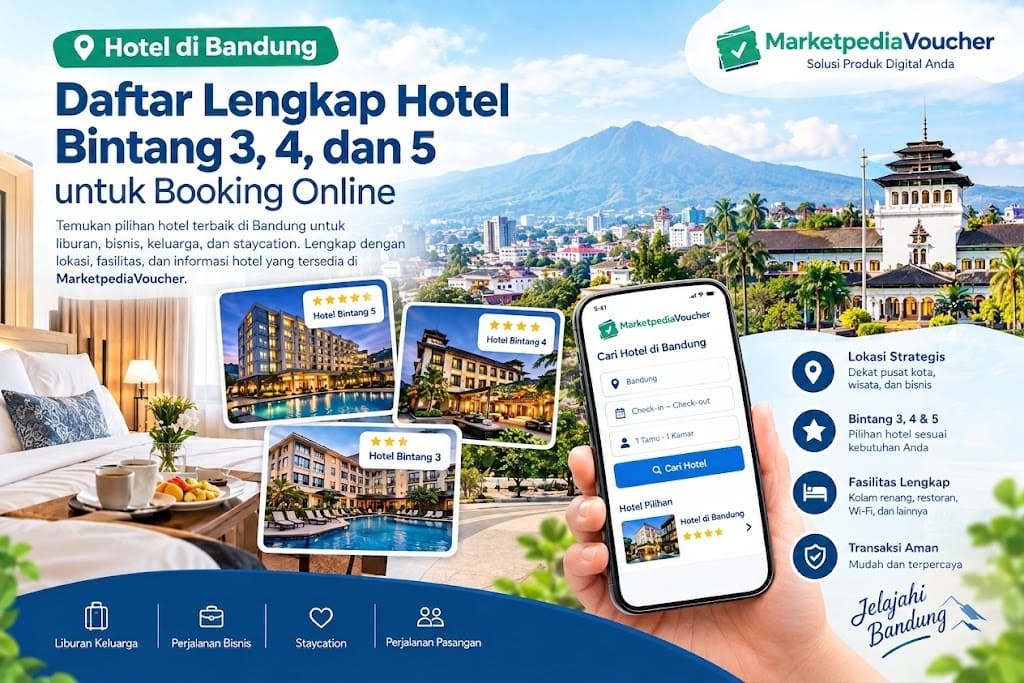 Daftar hotel di Bandung bintang 3 4 dan 5 untuk booking online melalui MarketpediaVoucher