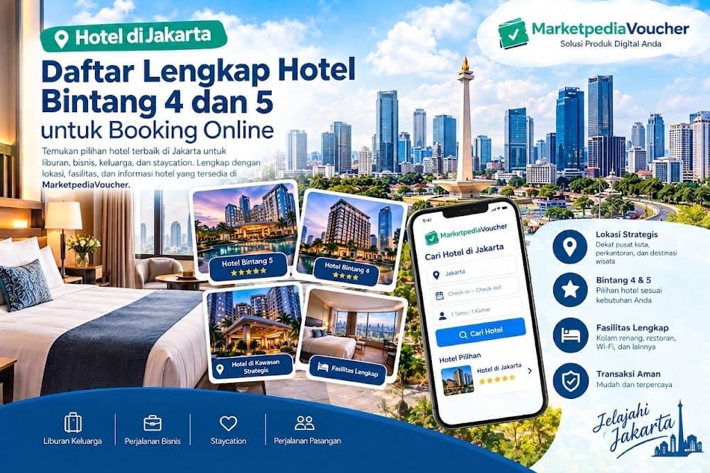 Daftar hotel di Jakarta bintang 4 dan 5 yang dapat dibooking online melalui MarketpediaVoucher