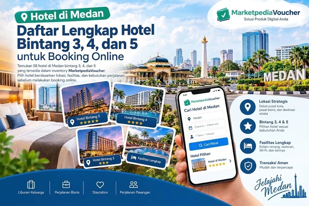 Daftar hotel di Medan bintang 3 4 dan 5 yang dapat dibooking online melalui MarketpediaVoucher