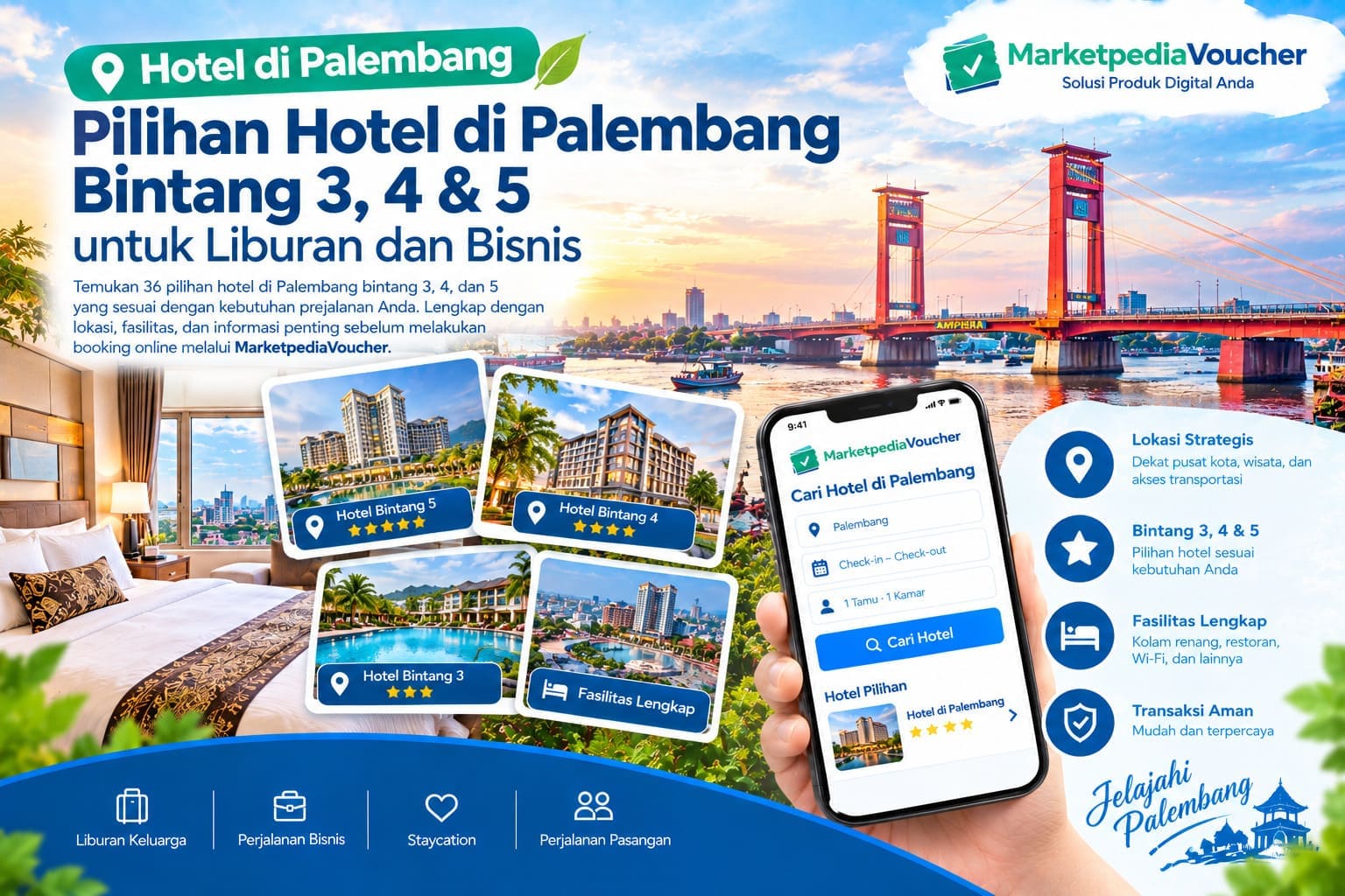 Pilihan hotel di Palembang bintang 3 4 dan 5 untuk liburan dan perjalanan bisnis