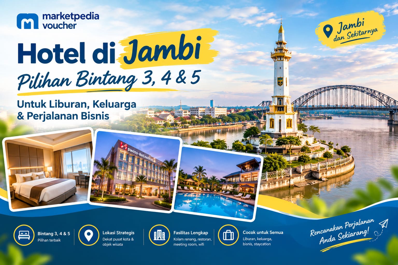 Pilihan hotel di Jambi bintang 3 4 dan 5 untuk liburan keluarga dan perjalanan bisnis